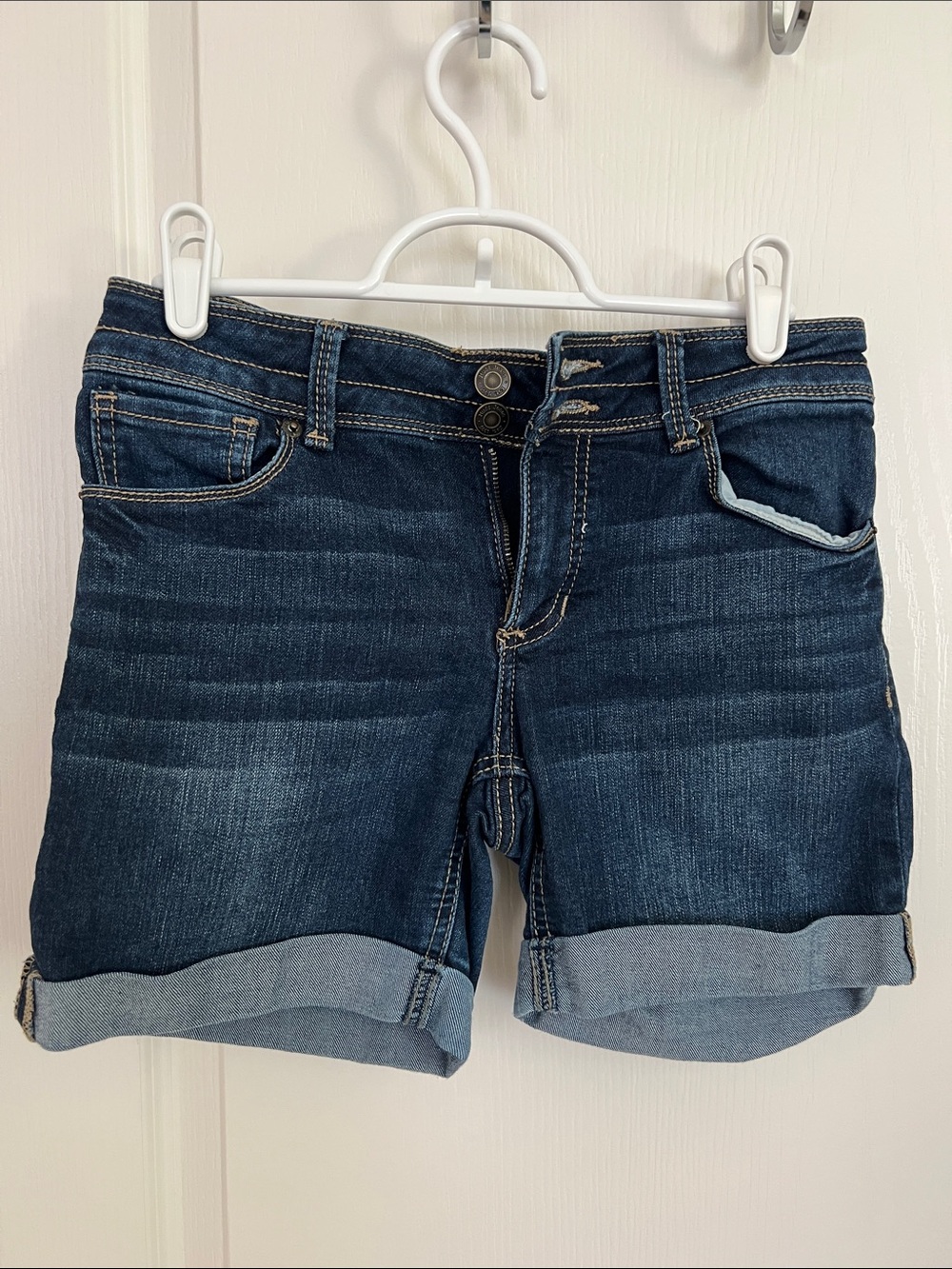 Mudd Dark Blue Rolled Cuff Denim Shorts